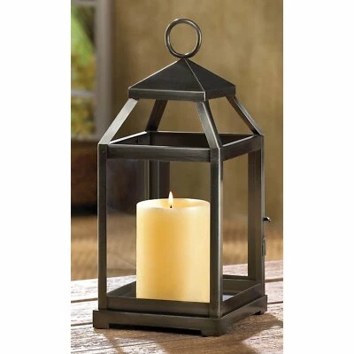 Metal Glass Elegant Rustic Silver Contemporary Candleholder Lantern Indoor Decor - Image 1 of 4