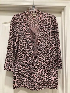 Vtg 2 Piece Mirrors Pink Animal Print Corset Bustier & Blazer USA SZ M READ DESC - Picture 1 of 12