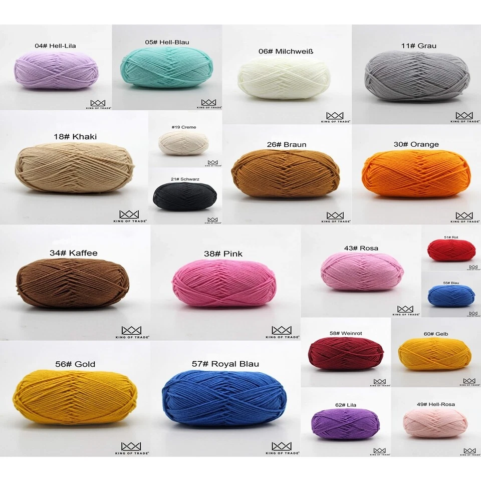 King of Trade Milch Wolle Milchbaumwolle Milk Cotton Strickwolle weich 100m 50g