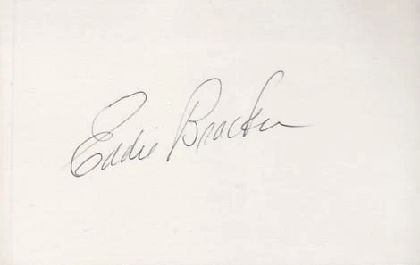 EDDIE BRACKEN SIGNED CARD 3" x 5" ACTOR-COMEDIAN-SINGER COA Cover