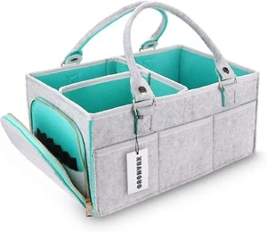Baby Diaper Organizer with Handle Stuff Nursery Storage Basket Portable Tote Bag - Picture 1 of 6
