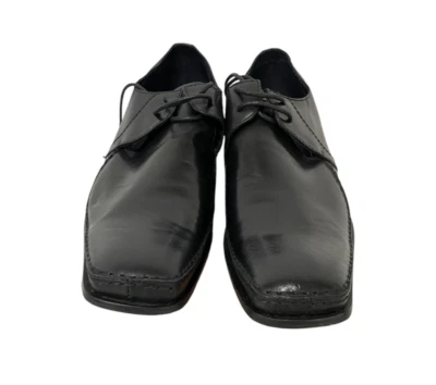 Robert Wayne Smash Mens Size 11 Black Leather Dress Shoes Lace Up Square Toe NEW - Image 1 of 4