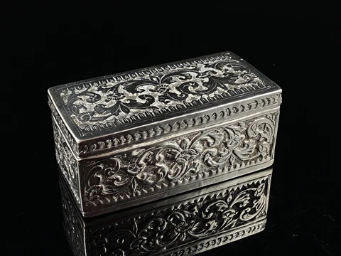 Victorian Solid Silver Repousse Trinket Box Cover
