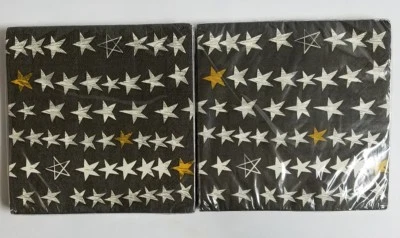 Lot of 2 Hyde and Eek! Boutique 18 ct Halloween Star Lunch Napkins Black & Gold - Image 1 of 4