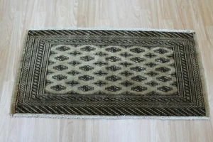Alfombra de lana oriental tradicional persa teñida a mano 105 x 50 cm - Imagen 1 de 5