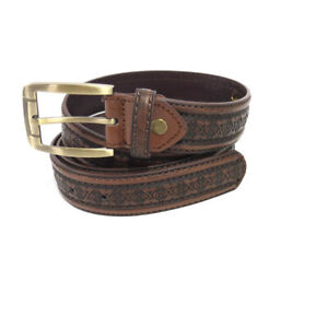Canyon Sky Men's Leather Western Style Belt in Brown, Size 44