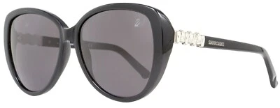 施华洛世奇 SK0029-5701A 灰色镜片闪亮黑色塑料镜框女式太阳镜 — 第 1/2 张图片