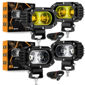 AUXBEAM 4" LED Pods Light Bar Amber/White Fog Lamp Offroad Driving Truck ATV Car - Picture 1 of 43