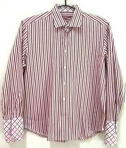Robert Graham Mens Shirt 44 17 1/2 XL French Cuff Long Sleeve Pink Brown Striped - Picture 1 of 20