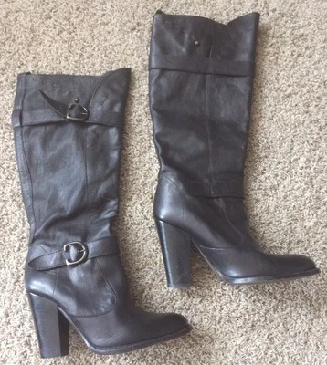 Botas ALDO de cuero negro con hebilla hasta la rodilla 39 Foto 1 de 4