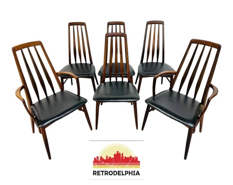 Mid-Century Danish Modern Rosewood “Eva” Chairs by Neils Koefoed - Set of 6 Cover