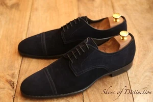 Brioni Navy Blue Suede Derby shoes Men's UK 10 US 11 EU 44 - Picture 1 of 7