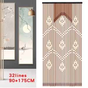 Boho Wooden Beaded Curtain Handmade Room Divider Curtain porch Hanging Decor - Picture 1 of 11