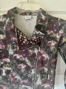 Disney D-Signed Girls Black Moto Jacket Size XS 6 Rock the Town w/ Faux Leather - Picture 1 of 4