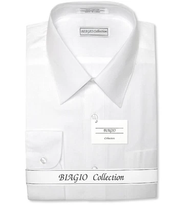 Biagio Mens 100% COTTON Solid WHITE Color Dress Shirt sz 16 36/37 - Image 1 of 4