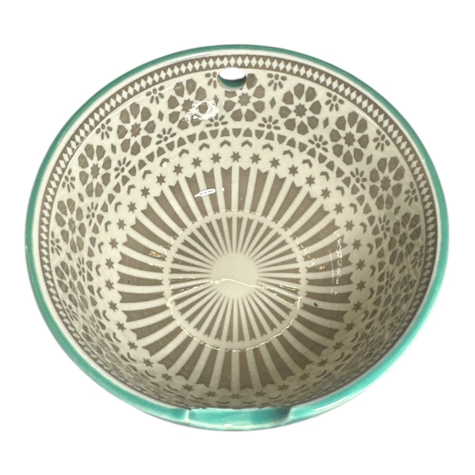 Firma Turquesa Hilo Cuenco Cerámico Recorte Crochet Tejer Soporte Gres Foto 1 de 4