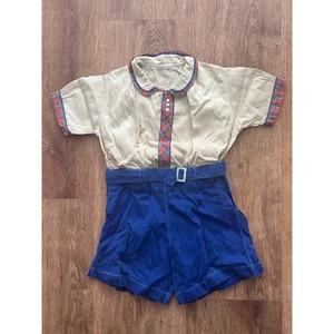 Vintage 40s Kiddies Pal Belted Romper Outfit Playsuit Best Fit Estimate 5-6 - Picture 1 of 4