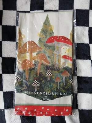 NEW MacKenzie Childs MUSHROOM Dish Towel 100% Cotton Polka Dots 18x26"  - Image 1 of 2