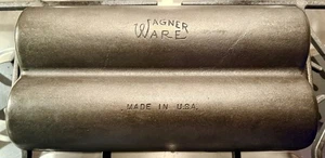 Wagner Ware Pristine Cast Iron Two-Loaf Bread Pan Smooth Bottom Sits Flat, 1960s - Picture 1 of 9