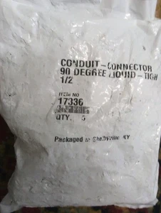 5 Pk T&B Equipment 1/2" Liquid Tight 90⁰ Conduit Connector, Item Number 17336. - Picture 1 of 2