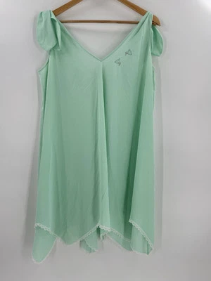 Pañuelo babydoll vintage Lucie Ann Peignoir vestido de nailon verde sin mangas Foto 1 de 4