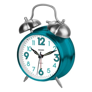Sharp SPC851 Twin Bell Alarm Clock, Teal - Picture 1 of 6