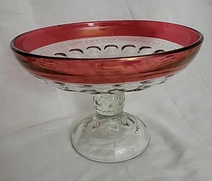 Vintage Indiana Glass Kings Crown Pedestal Dish Ruby Red Thumbprint Tiffin 10" - Picture 1 of 5