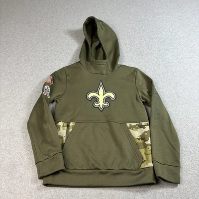 Nike New Orleans Saints Salute To Service Hoodie Boy Small Green NFL Therma Fit - Image 1 of 4