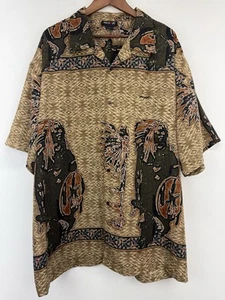 Boff Sz XXXL Men’s Brown Native American Aztec Indian Button Up Hawaiian Shirt - Picture 1 of 6