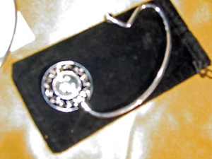 Purse Holder Hook Initials Metallic Silver Colored Embossed/Carry Pouch-New - Picture 1 of 4