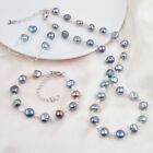 Blue Imitation Pearls Earring Necklace - Beaded Chain Accessory Bracelets 1set