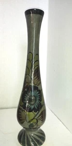 Tonala Unmarked Hand Painted Pottery Vase Mexican Folk Art Bird Flowers - Picture 1 of 6