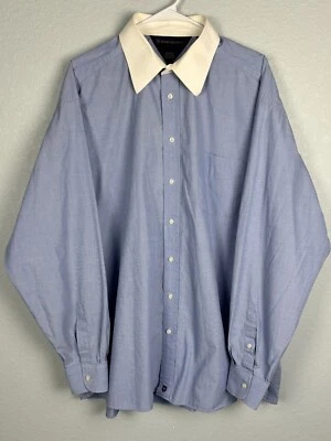 Camisa de vestir Henry Jacobson manga larga XXL 18-1/2 36-37 azul/blanco ¡LIMPIA! Foto 1 de 4