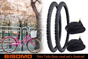 2x neumáticos de bicicleta 26 x 1,75 pulgadas 47-559 neumáticos premium + manguera válvula de coche 40 mm - Imagen 1 de 7