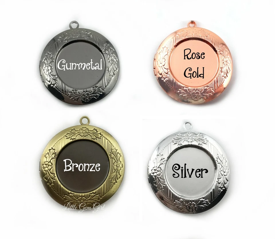 Medallón floral redondo con foto personalizada en plata, bronce, oro rosa o bronce Foto 1 de 4