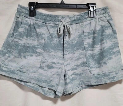 Shorts de malha Athleta tamanho G Farallon cordão algodão neblina verde costa estampa camuflada - Imagem 1 de 4