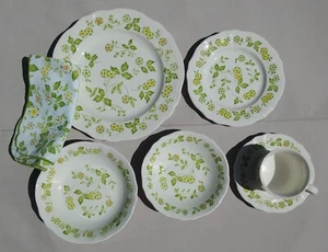 Vintage 1970s SEARS "Petite Flora" Ironstone Japan DINNER PLACE SETTING *7-Pcs* - Picture 1 of 8