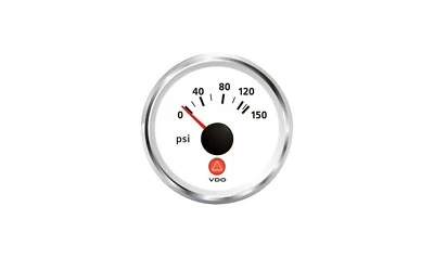 VDO MARINE 2-1/16″ VIEWLINE PRESSURE GAUGE 150 PSI WHITE - Image 1 of 4