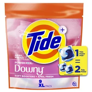 Tide Power PODS with Downy Laundry Detergent Packs, April Fresh Scent, 9 Count - Picture 1 of 5