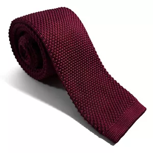 Burgundy Knitted Tie (Handmade) - Picture 1 of 3
