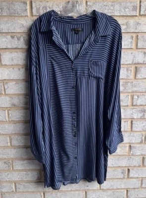 Donna Karan Long Sleeve Striped Button Down Sleepwear Women's Size 3X - Image 1 of 4