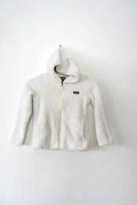 Patagonia Girls Ivory Sherpa Fleece Jacket Full Zip hoody size M(10) - Picture 1 of 7