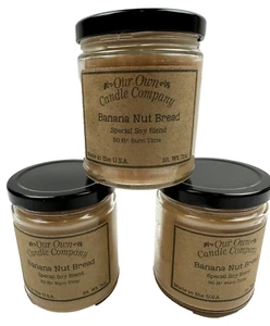 (3) Banana Nut Bread Our Own Candle Company Wax Aromatherapy Scented Candle 7 oz - Picture 1 of 5