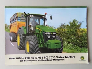 John Deere 7030 Series 2008 folleto de ventas tractor agrícola papeleo efímero - Imagen 1 de 6