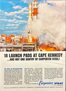Carpenter Steel 18 Launch Pads Cape Kennedy Reading PA Vintage Print Ad 1966 - Picture 1 of 6