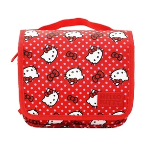 Bioworld Hello Kitty Character Face & Bows Red 8.2" Folding Hanging Toiletry ... - Picture 1 of 7