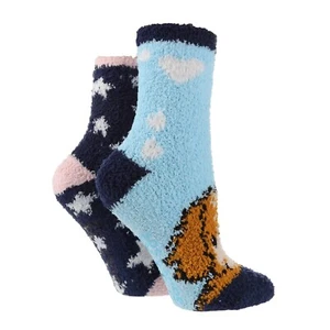 Sock Shop Lounge Bed Sock Wild Feet Dog Twin Pack Design One Size Adult - Picture 1 of 2