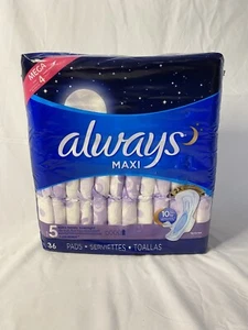 Always Maxi Size 5 Extra Heavy Overnight Flexi-Wings 36 Pads NEW - Picture 1 of 6