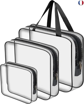 Trousse de Toilette Transparente 3 Tailles, Sac de Maquillage Étanche, PVC  - Photo 1/4