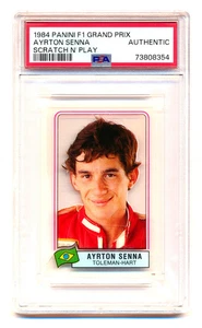 1984 Panini F1 Grand Prix Ayrton Senna RC Scratch N' Play PSA Authentic - Picture 1 of 2
